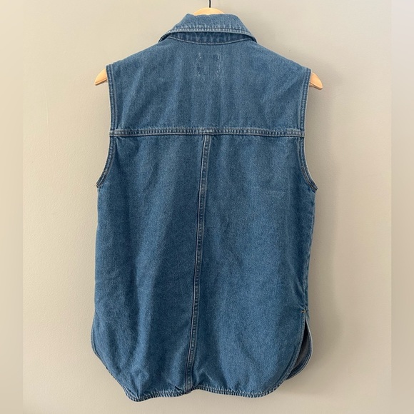 H&M Trendy Relaxed Fit XS/S Denim Medium Wash Button Down Flap Pocket Vest - Picture 4 of 4